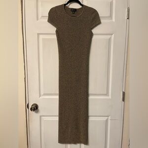 Say What? Olive-Toned Knit Short Sleeve Maxi Dress